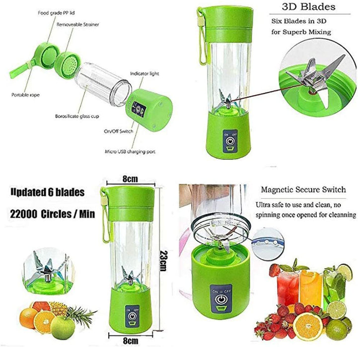 Portable 6 Blender; Personal Size Blender Juicer Cup; Smoothies and Shakes Blender; Handheld Fruit Machine; Blender Mixer Home