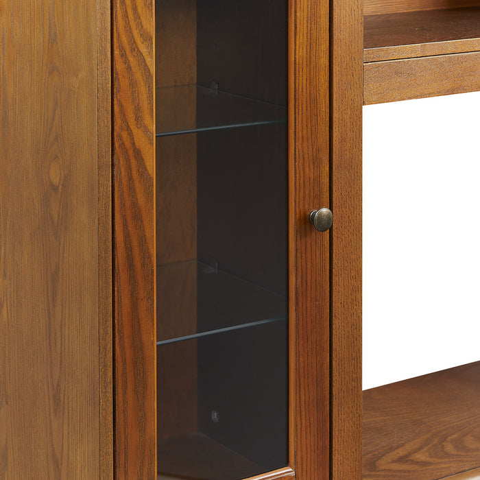 Modern Electric Fireplace TV Stand Fit up to 55" Flat Screen TV with Storage Cabinet Adjustable Tempered Glass Shelves Wood Veneer Tall Entertainment Center for Living Room, Espresso