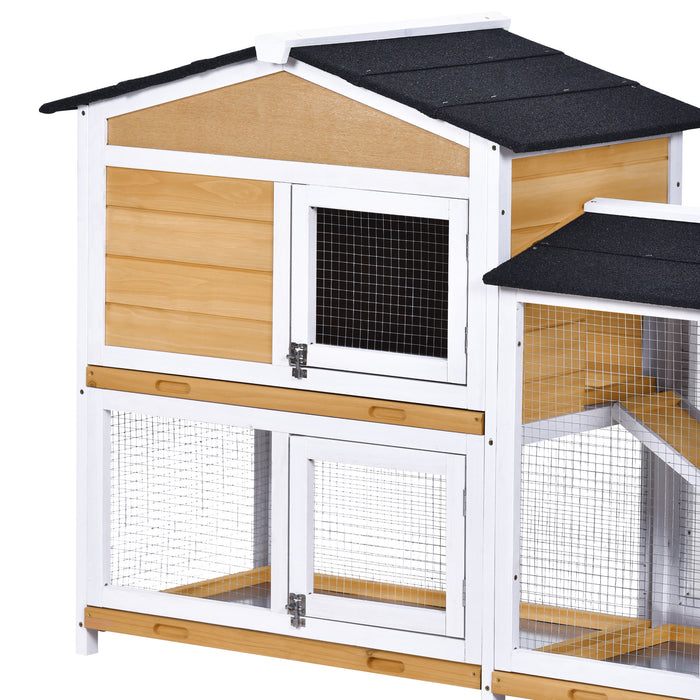 Upgraded Pet Rabbit Hutch Wooden House Chicken Coop for Small Animals