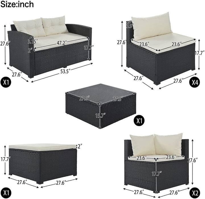 9-piece Outdoor Patio Large Wicker Sofa Set, Rattan Sofa set for Garden, Backyard,Porch and Poolside, Gray wicker