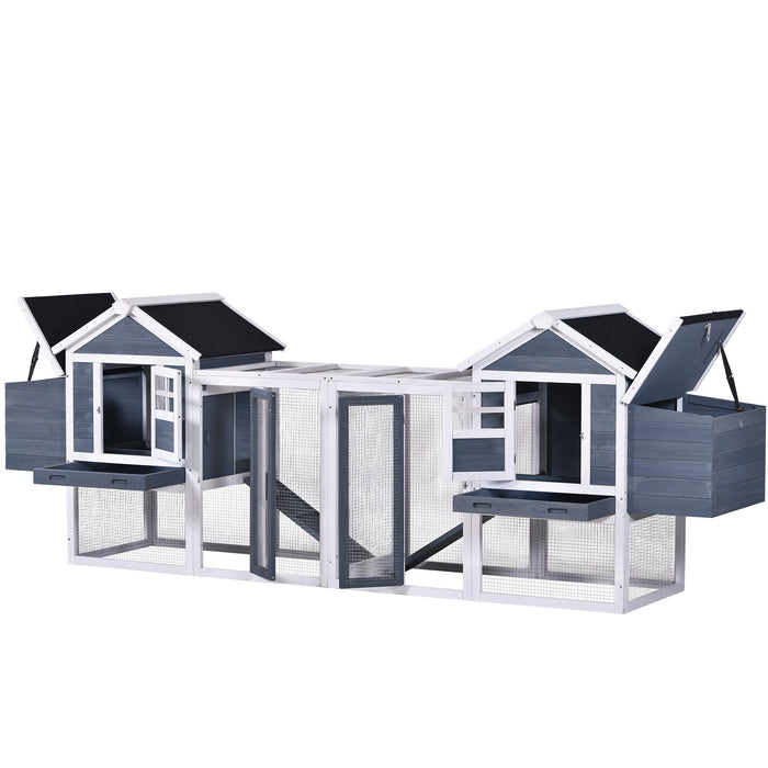 Natural Gray Large Outdoor Wooden Chicken Coop Rabbit Hutch