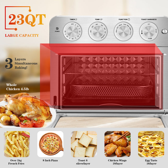 Geek Chef Air Fryer Toaster Oven 6 Slice 24QT Convection Stainless Steel Countertop Oven