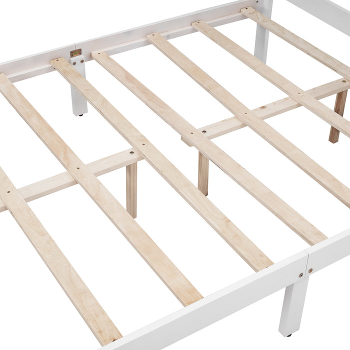 Full Size Platform Bed with Drawers, White RT