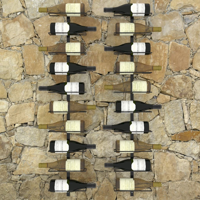 Wall-mounted Wine Racks for 20 Bottles 2 pcs Black Metal