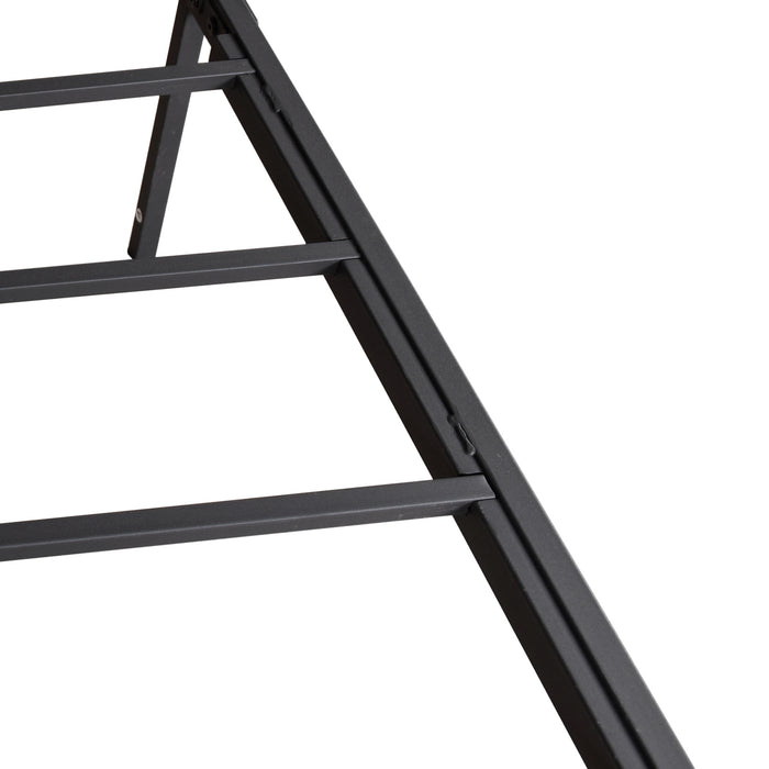 Vintage Style Platform Metal Bed Frame Foundation Headboard Footboard Heavy Duty Steel Slats, Full Black