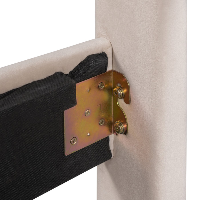 New Space Queen Size Storage Bed Upholstered Platform Bed with a Cushioned Ottoman