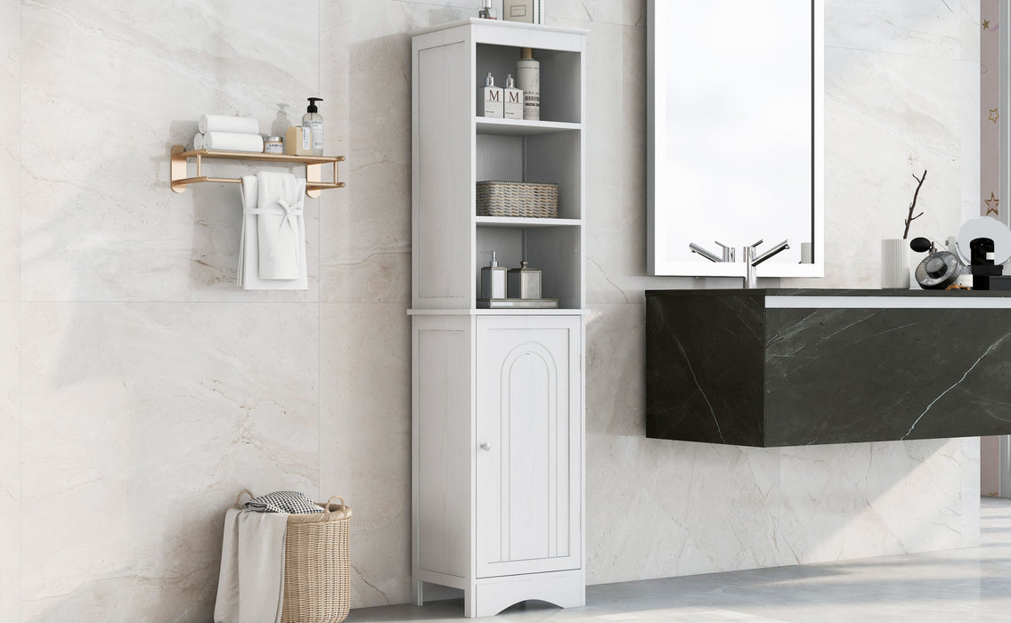 Tall Bathroom Cabinet, Freestanding Storage Cabinet with Door, MDF Board, Adjustable Shelf, Grey
