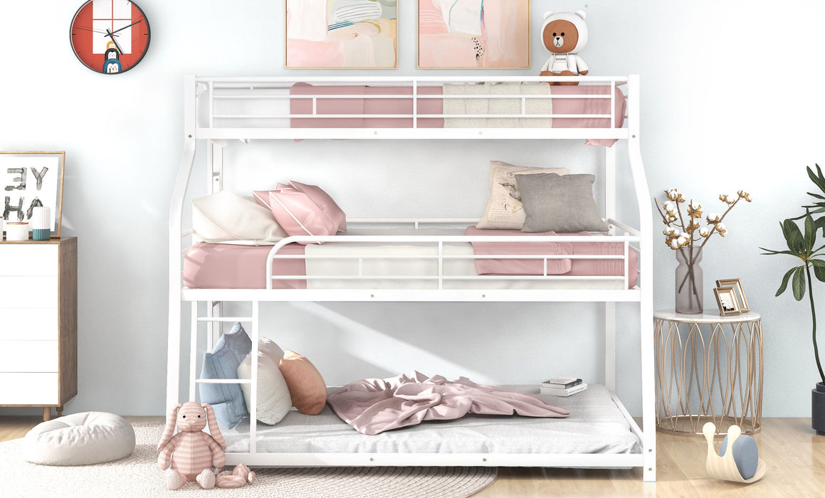 Simple Durable Bunk Bed with Long and Short Ladder and Guardrails