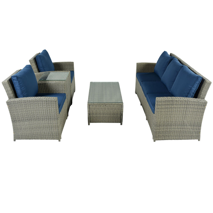 5-Piece Classic Rattan Sectional Seating Group Set