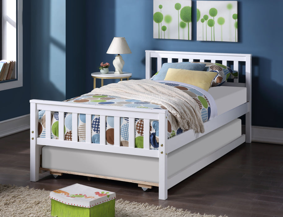 Twin Bed with trundle,White