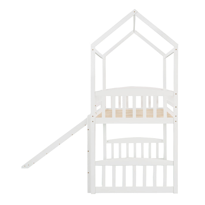 Twin Loft Bed with Slide, House Bed with Slide