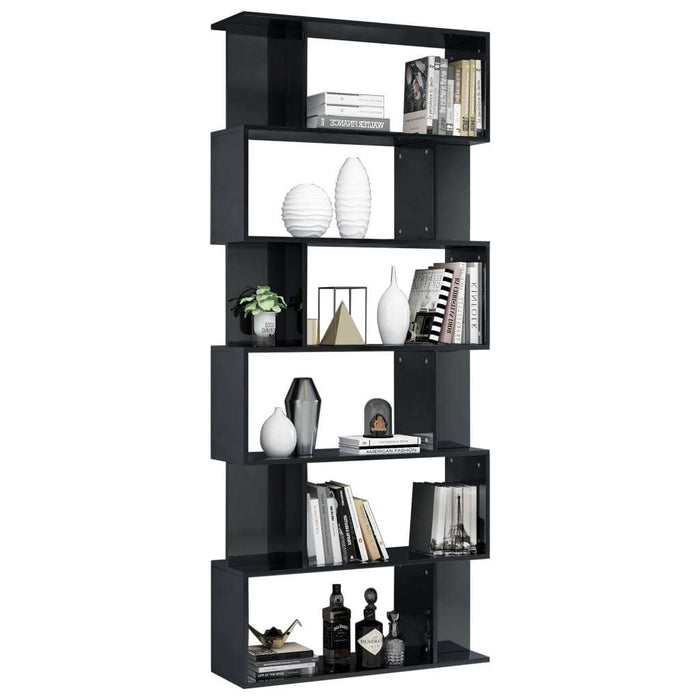 Book Cabinet/Room Divider High Gloss Black 31.5"x9.4"x75.6"