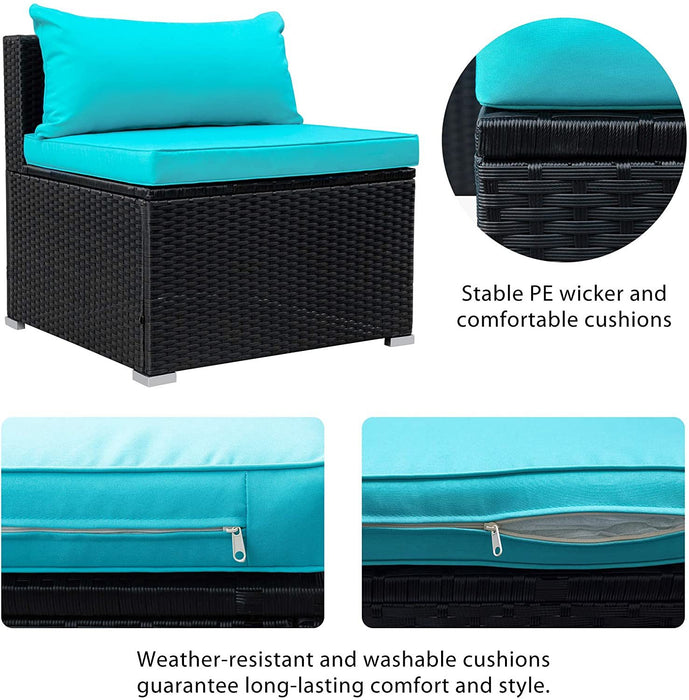 9-piece Outdoor Patio PE Wicker Rattan conversation Sectional Sofa sets with 3 sofa, 3 corner sofa, 2 ottomans, and 1 glass coffee table, removable soft cushions