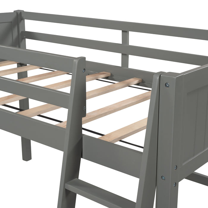 Twin Wood Loft Bed Low Loft Beds with Ladder