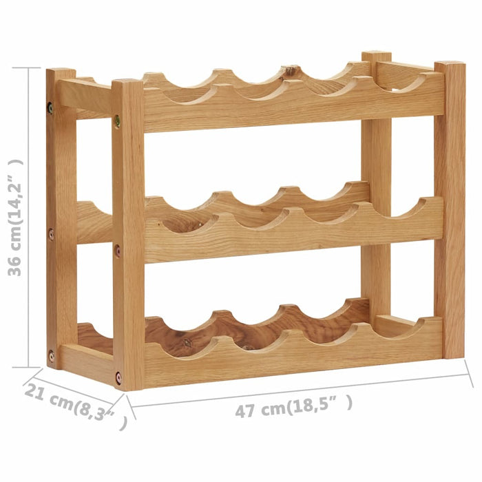Wine Rack for 12 Bottles 18.5"x8.3"x14.2" Solid Oak Wood