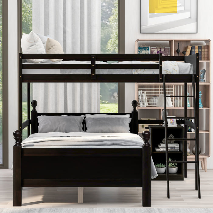 Twin over Full Loft Bed with Cabinet, Espresso