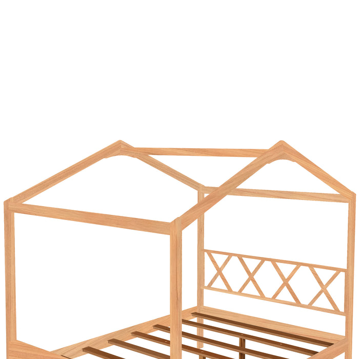 MyRoomz Full Size Wood House Bed with Storage Space