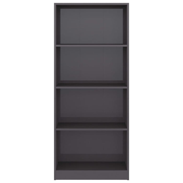 4-Tier Book Cabinet High Gloss Gray 23.6"x9.4"x55.9"