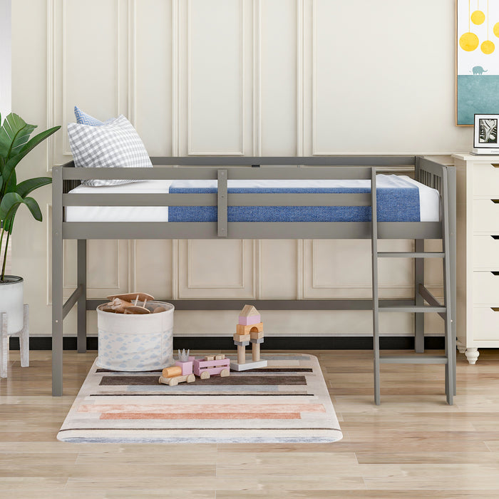 Twin Wood Loft Bed Low Loft Beds with Ladder