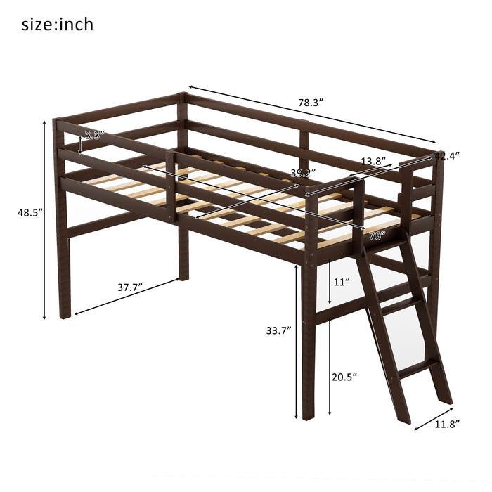 Twin Size Low Loft Bed with Ladder