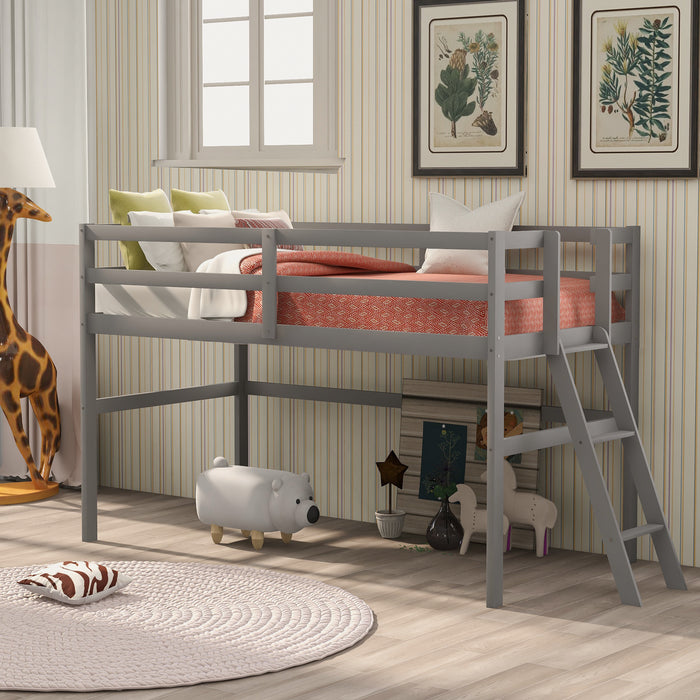 Twin Size Low Loft Bed with Ladder