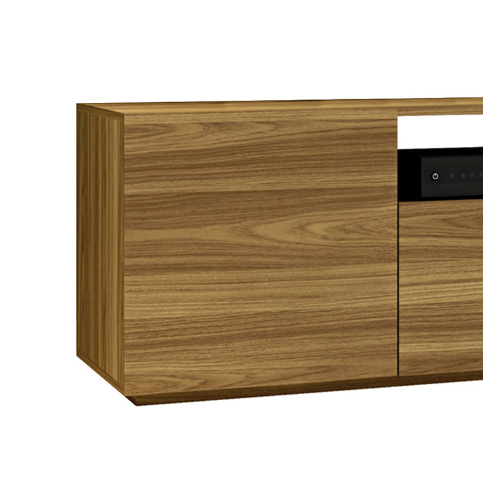 DunaWest 70.86 Inch Wooden TV Stand with 2 Doors and 1 Drawer, Natural Brown