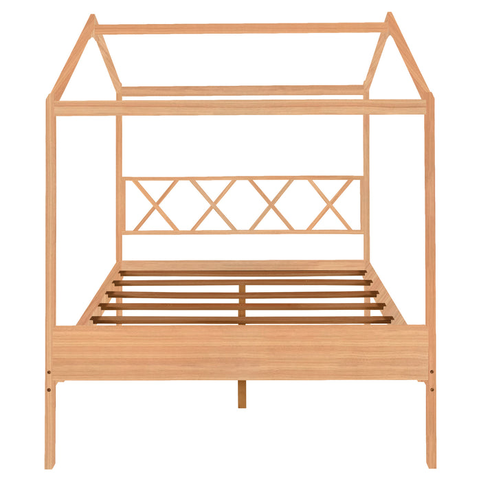 MyRoomz Full Size Wood House Bed with Storage Space