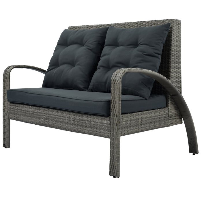 4-Piece Outdoor Patio Sectional Rattan Sofa Set,All-Weather PE Wicker Conversation Set