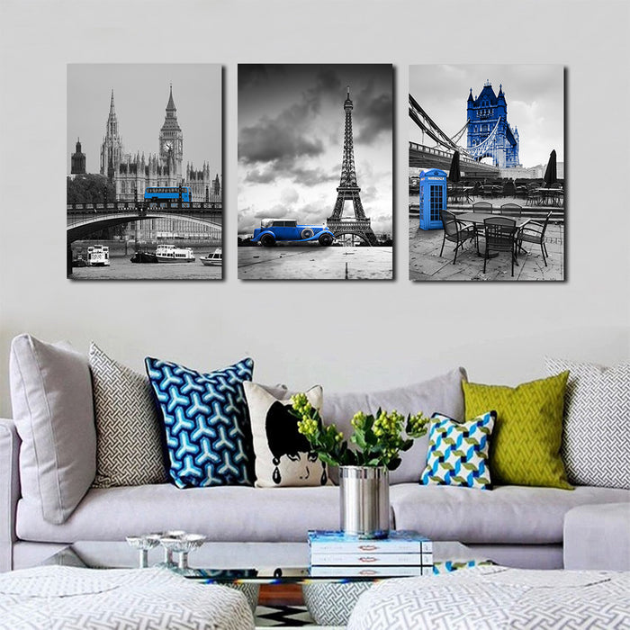 Europe Blue Bus Canvas