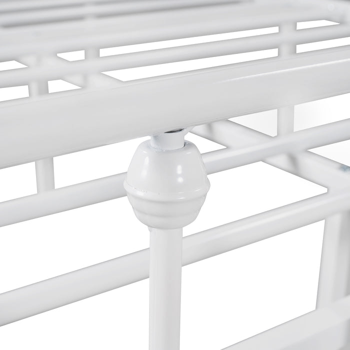Full Size Metal Platform Bed with Headboard and Footboard, Iron Bed Frame for Bedroom, No Box Spring Needed ,White