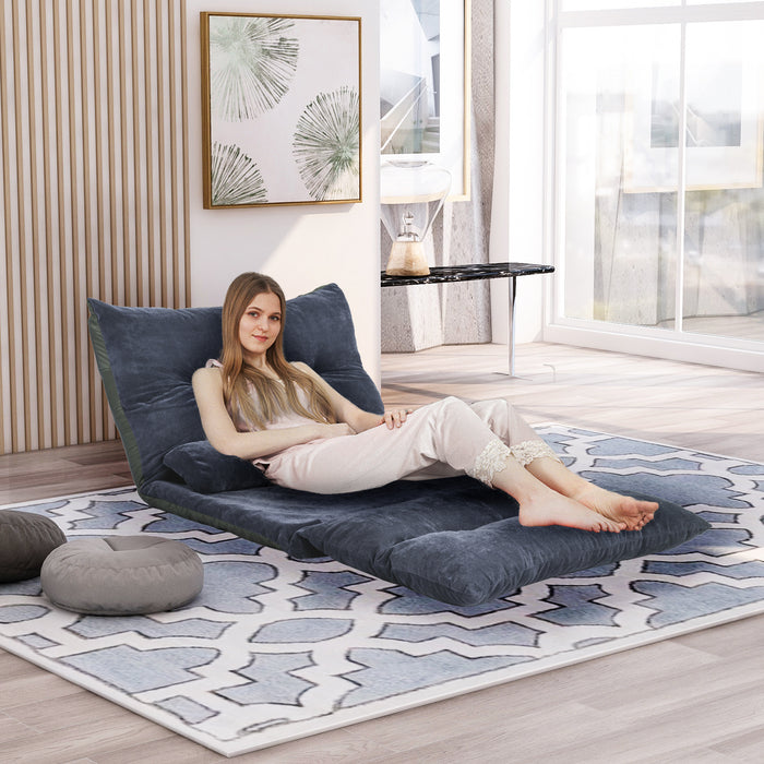 Oris Fur. Sofa Bed Adjustable Folding Futon Sofa Video Gaming Sofa Lounge Sofa with Two Pillows RT