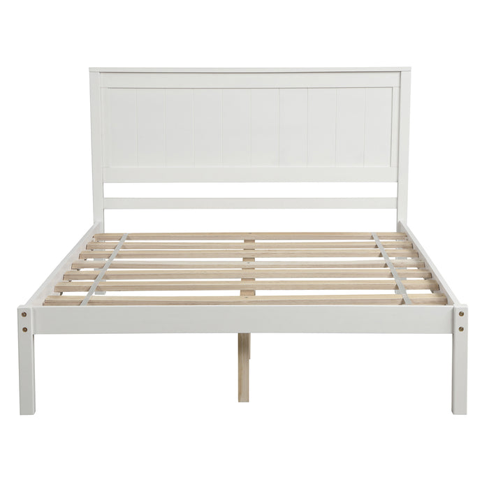 Grenco Full Size Platform Bed Frame with Headboard Wood Slat Support