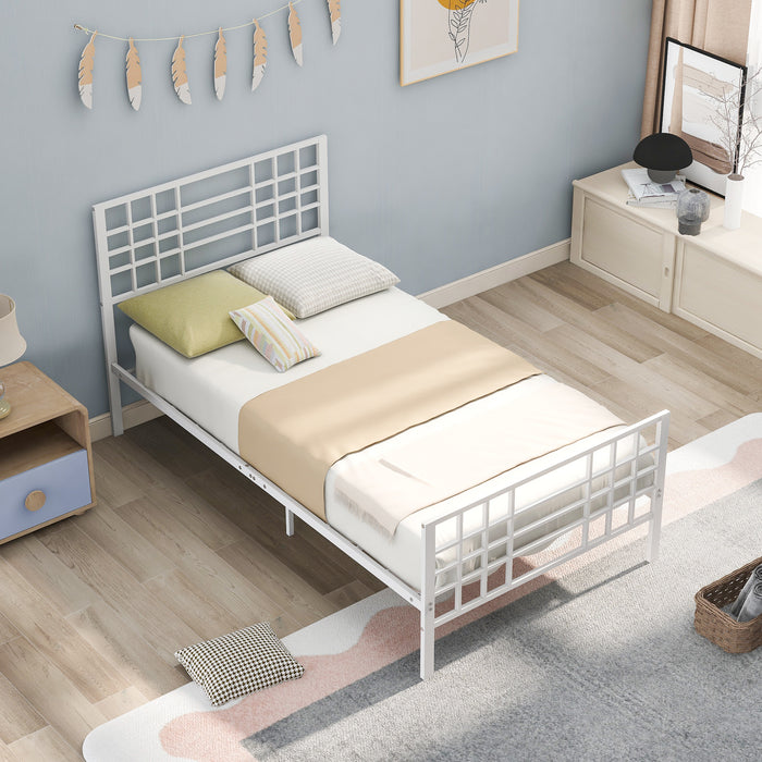 Twin Size Metal Bed Frame Headboard and Footboard Single Platform Mattress Base