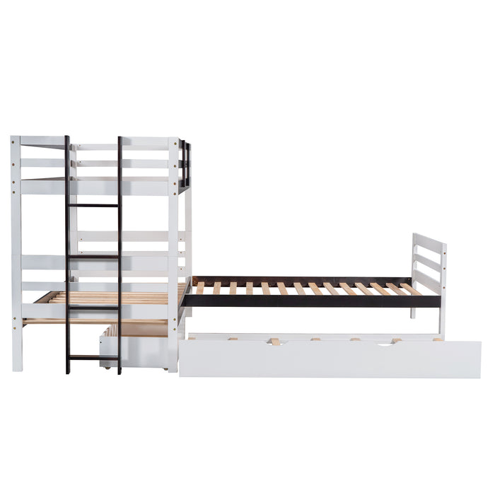 New Space Twin Size L-Shaped Bunk Bed and Platform Bed