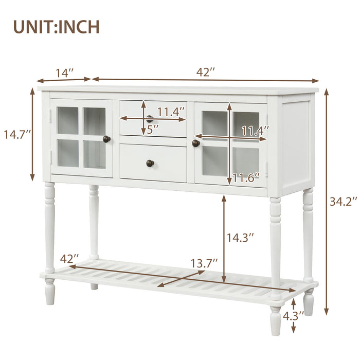 Farmhouse Wood Sideboard Console Table with Bottom Shelf