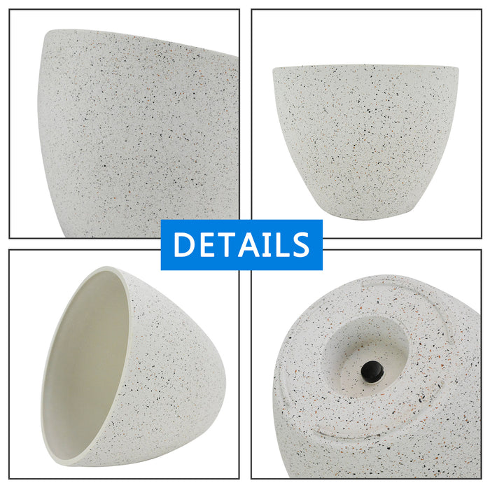2 Pcs 9" Round Plant Pots, Flower Pots with Drainage Holes, White