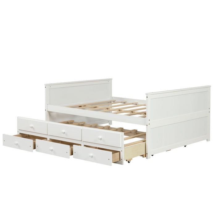 Full Captain Bed With Twin Size Trundle And 3 Drawers Made By Solid Wood