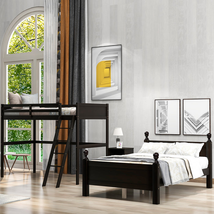 Twin over Full Loft Bed with Cabinet, Espresso