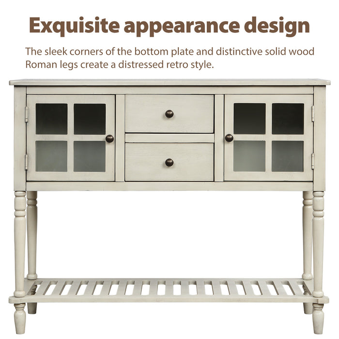 Farmhouse Wood Sideboard Console Table with Bottom Shelf
