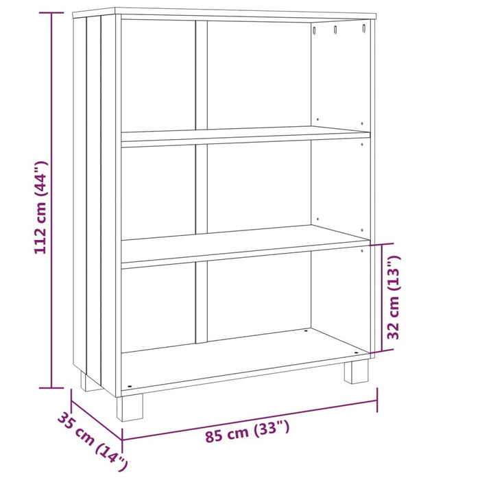 Book Cabinet Honey Brown 33.5"x13.8"x13.8" Solid Wood Pine