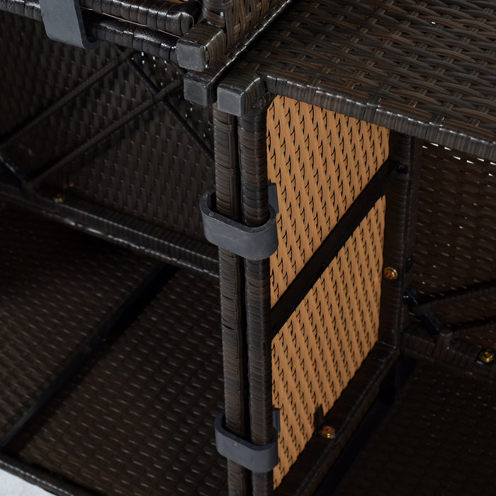 9 Piece Rattan Sectional Seating Group with Cushions and Ottoman, Patio Furniture Sets, Outdoor Wicker Sectional