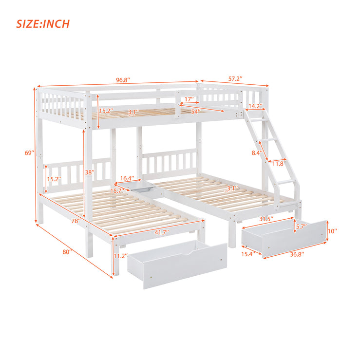 MyRoom Full Over Twin & Twin Wooden Bunk Bed