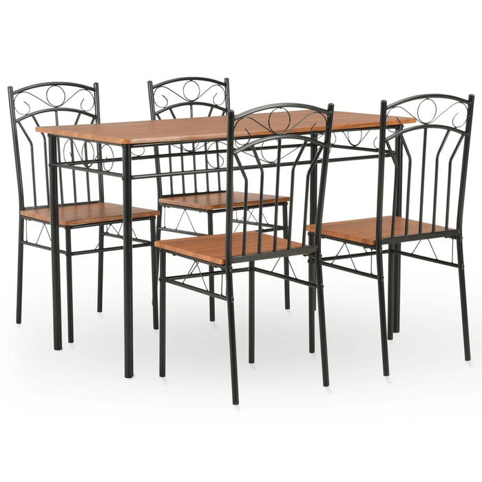 5 Piece Dining Set MDF and Steel Brown