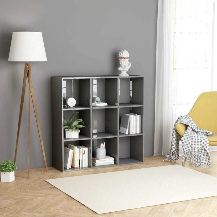 Book Cabinet High Gloss Gray 38.6"x11.8"x38.6" Chipboard