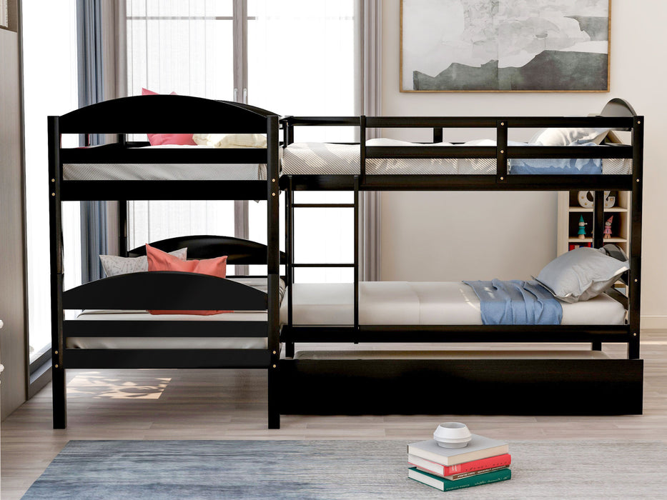 Simple Durable Twin L-Shaped Bunk With Trundle