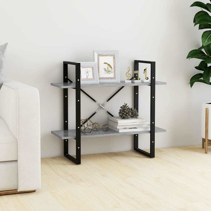 2-Tier Book Cabinet Concrete Gray 31.5"x11.8"x27.6" Chipboard