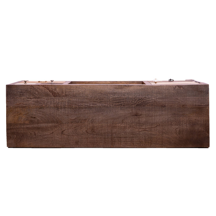 DunaWest 57 Inch 4 Drawer Media Console Cabinet with 1 Door and 2 Open Compartments, Brown