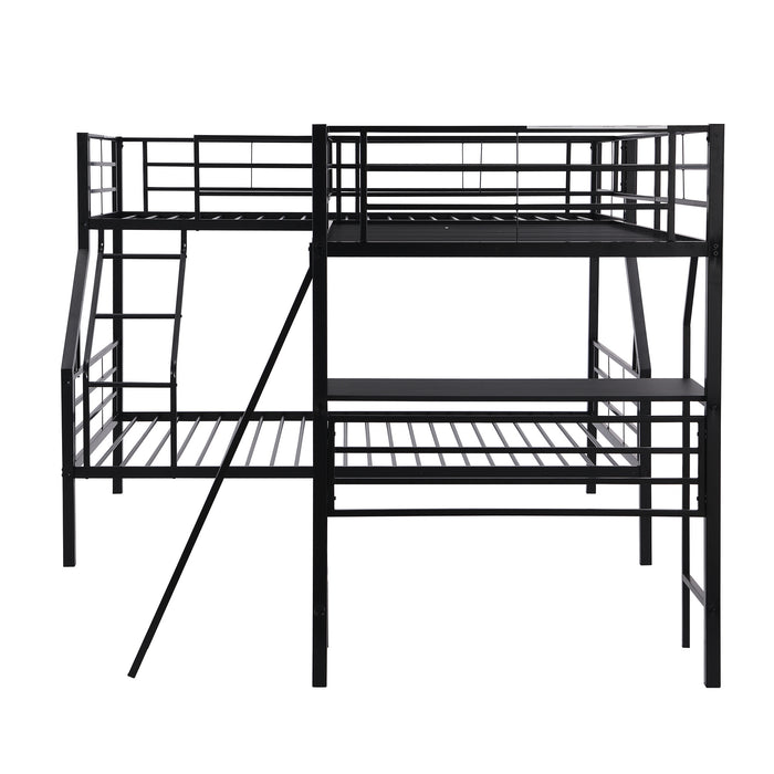 New Space Twin over Full Bunk Bed with a Twin Size Loft Bed attached