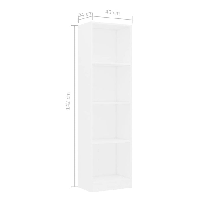 4-Tier Book Cabinet White 15.7"x9.4"x55.9"