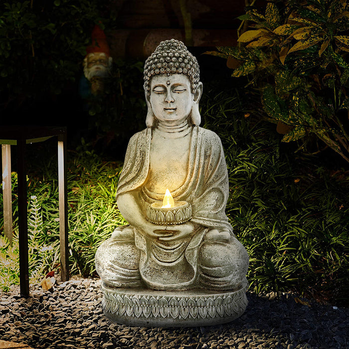 Sitting Buddha Garden Statue (Silver)